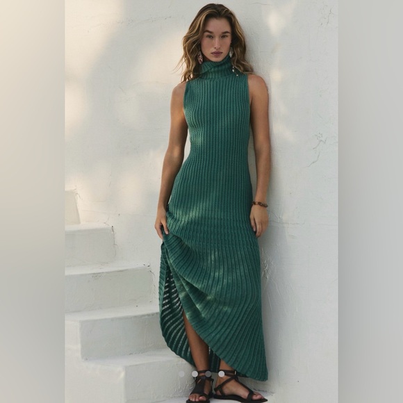 Free People Dresses & Skirts - NWT FREE PEOPLE HARLEY SWEATER MAXI DRESS SIZE XS IN GREEN TURTLENECK